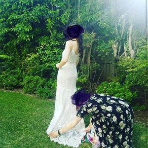 Lulu’s Bridal Lace Gown with Train